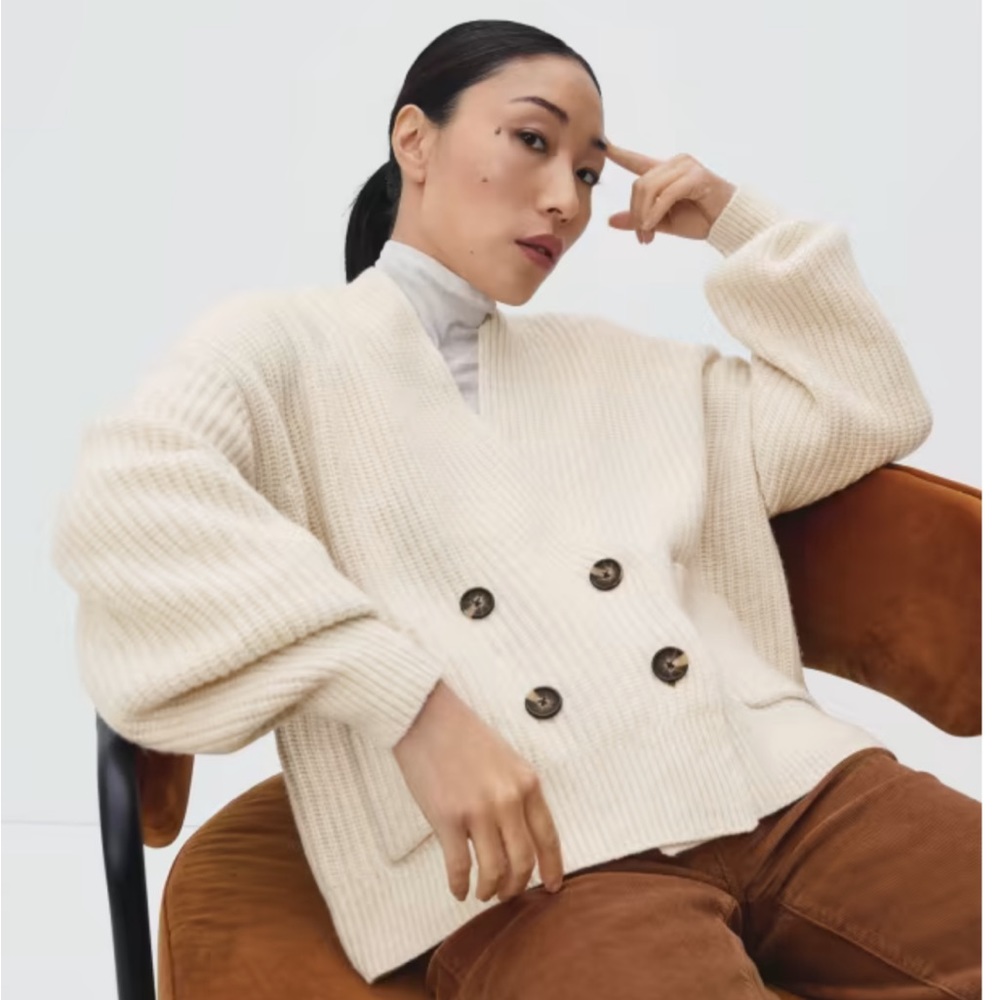 Everlane felted merino double breasted cardigan